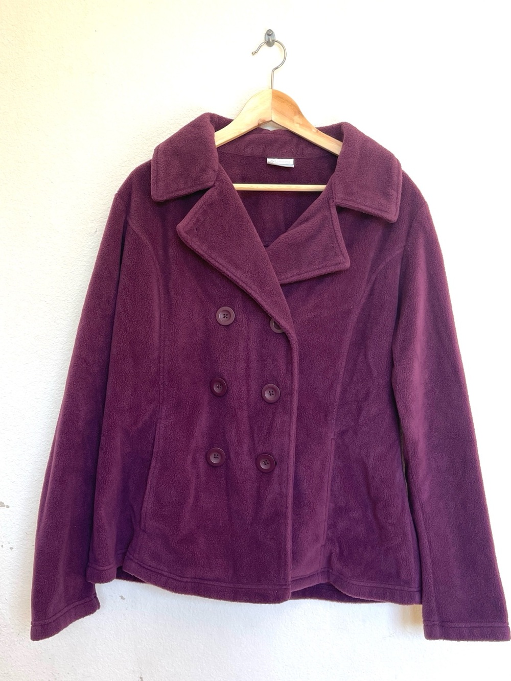 Columbia Benton Springs Fleece Double Breasted Pea Coat Jacket Purple XL